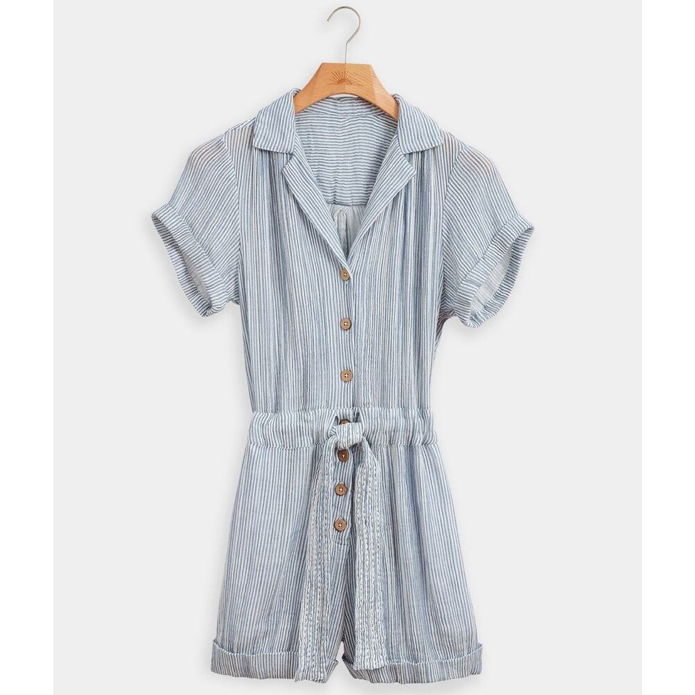 Faherty Blue Striped Jumpsuit